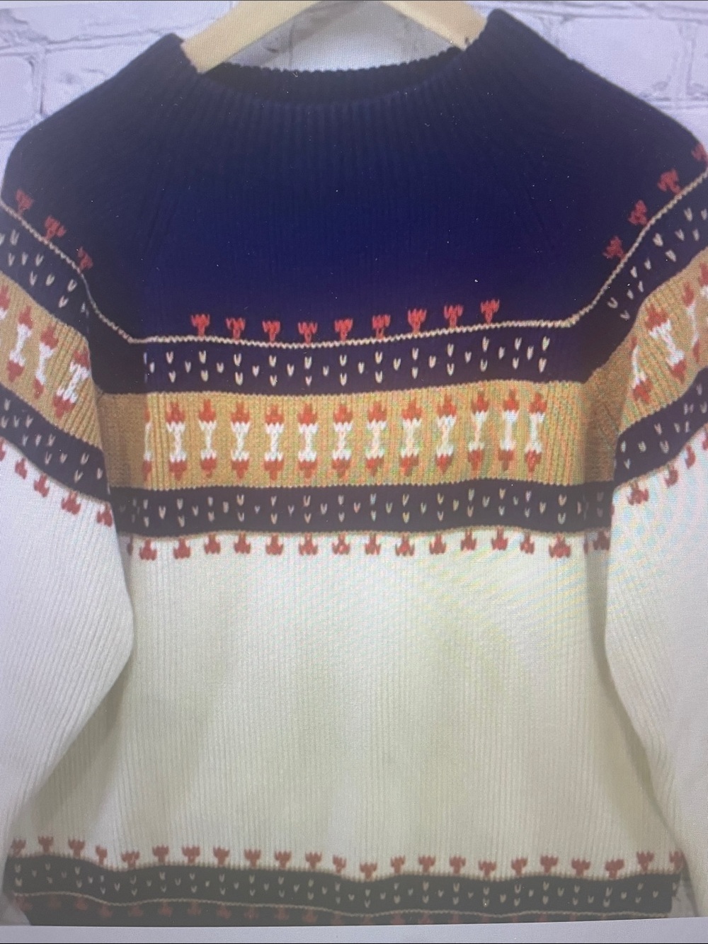 Men's Colorblock Fair Isle Sweater - Cream, Black & Gold - Picture 2 of 7